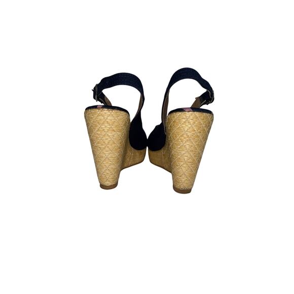 Brooks Brothers Navy & Pink Stripe Espadrille Wedge Heels SIZE 6.5 Made in Spain - Picture 7 of 11